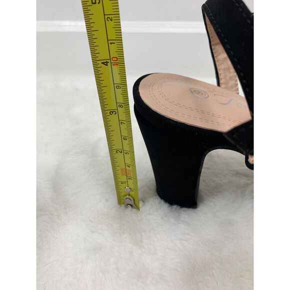 Forever Womens Black Rhinestone-Embellished Block Heel Sandals size 9 - Picture 9 of 10